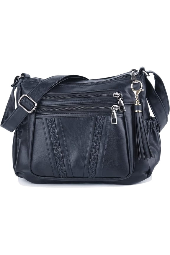 Crossbody Bags For Women Pocketbooks Soft PU Leather Purses and Handbags Multi Pocket Shoulder Bag