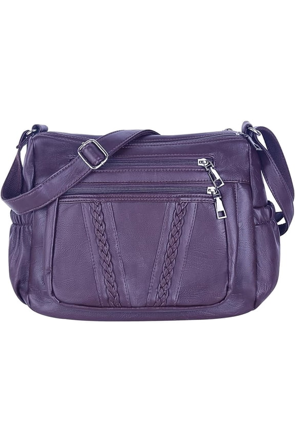 Crossbody Bags For Women Pocketbooks Soft PU Leather Purses and Handbags Multi Pocket Shoulder Bag