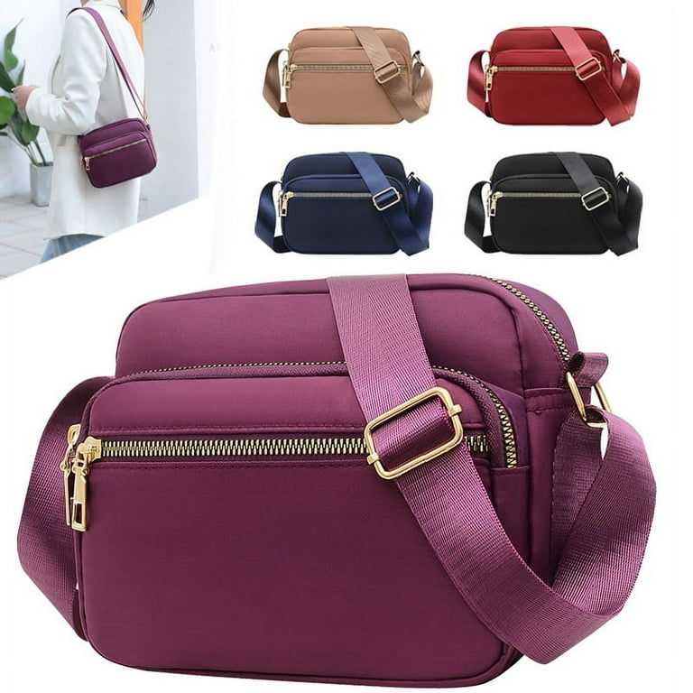 Crossbody Bags Purses Women | Lightweight Functional Multi Pocket Double  Zipper Purse | Adjustable Strap Shoulder Bag(Violet)