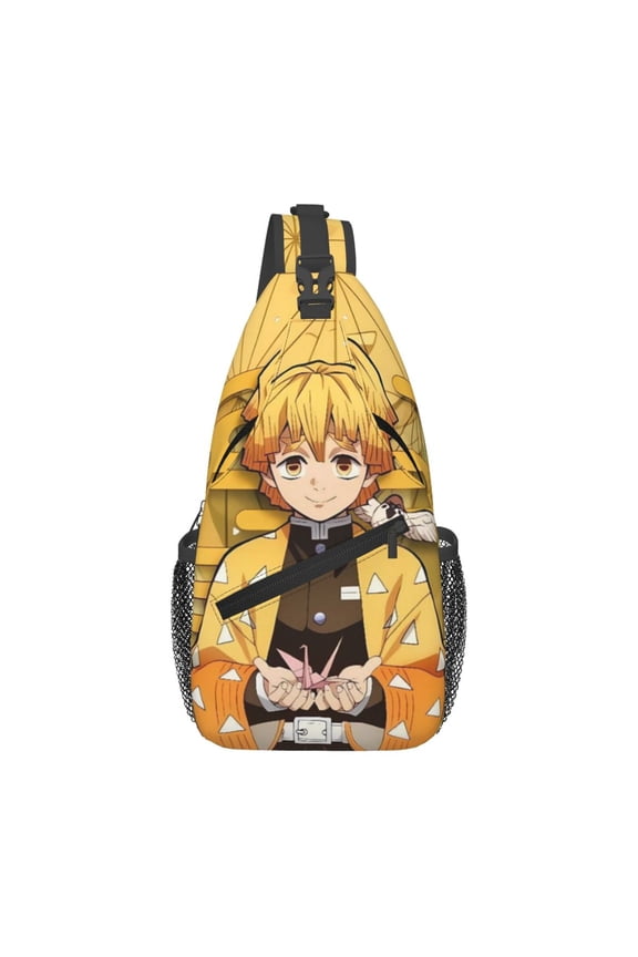Crossbody Bags Sling Backpack Demon Slayer Agatsuma Zenitsu Cross Chest Bag Shoulder Pack for Gym Sports Running Cycling