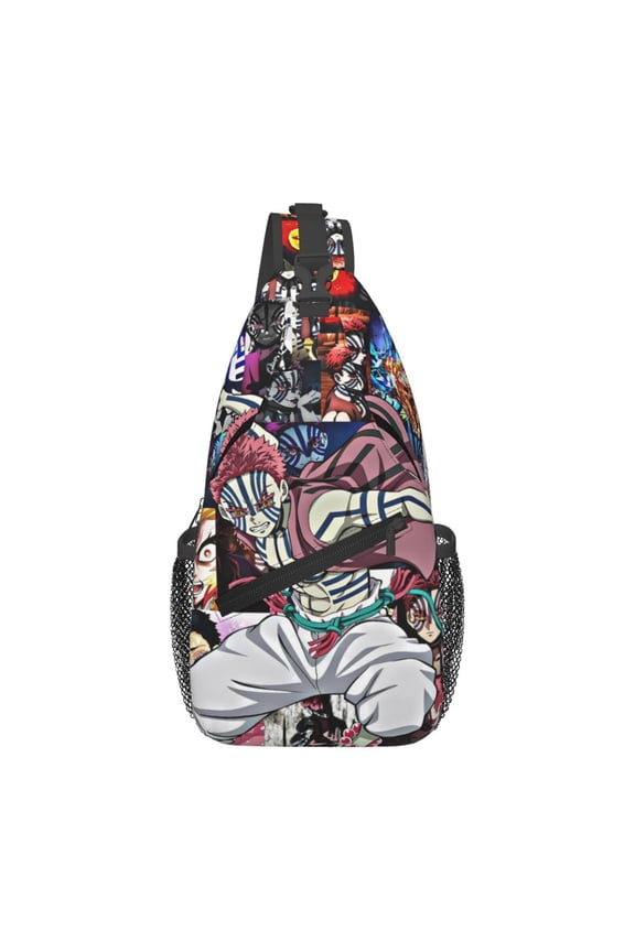 Crossbody Bags Sling Backpack Demon Slayer Akaza Cross Chest Bag Shoulder Pack for Gym Sports Running Cycling