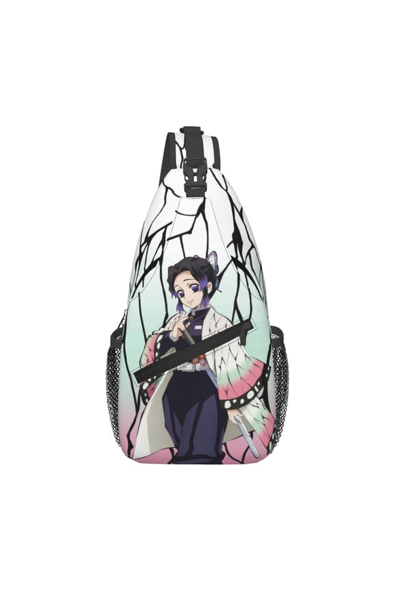 Crossbody Bags Sling Backpack Demon Slayer Kochou Shinobu Cross Chest Bag Shoulder Pack for Gym Sports Running Cycling