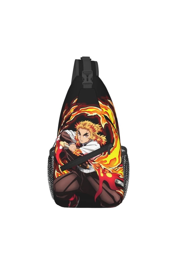 Crossbody Bags Sling Backpack Demon Slayer Rengoku Kyojuro Cross Chest Bag Shoulder Pack for Gym Sports Running Cycling