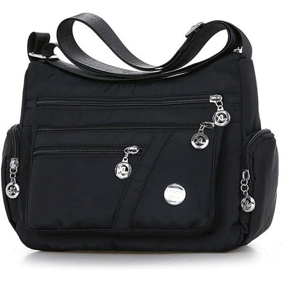 Crossbody Bags for Women, Black Shoulder Bag, Waterproof Outer Oxford Cloth and Lining Polyester Crossbody Bag with Multi Pocket, Large Capacity Fashionable Shoulder Bag for Travelling Shopping
