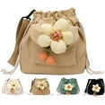 thumbnail image 1 of Crossbody Bags for Women, Canvas Tote Bags, Flower Print Drawstring Bucket Bag for Women, Cute Vintage Adjustable Crossbody Shoulder to Meet the Needs of Daily Outside Carrying, Khaki, 1 of 7