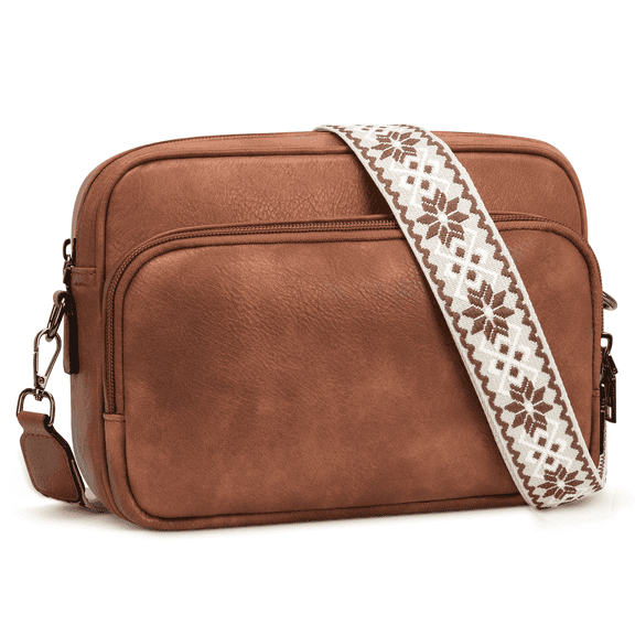 Crossbody Bags For Women, Crossbody Bag with Colorful and Adjustable Wide Strap, Large Capacity Purses for Women with 6 Card Slots, Triple Zip Crossbody Purses for Women for Commuting and Travel