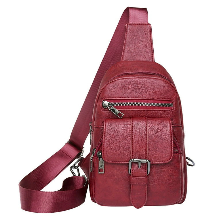 Szxzygs Crossbody Bags for Women,Men and Women Chest Bag Sling Bag Small Crossbody PU Leather Satchel Daypack Fashion Shoulder Strap Rucksack for Men