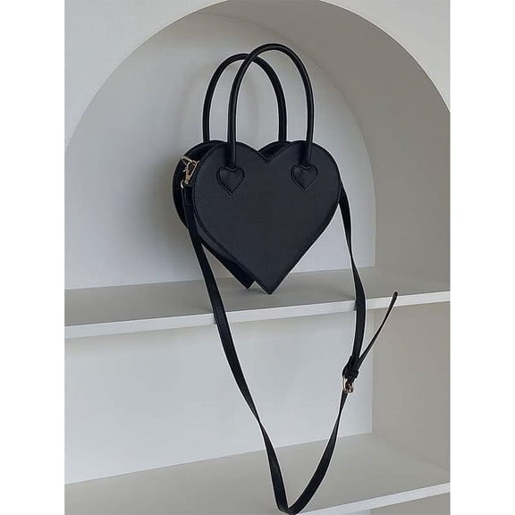 Crossbody Bags for Women, Shoulder Bag, Stylish Chic Heart Shoulder Bag is A Perfect Gifts for Women, Black Playful Vintage Handbag for Easy Organization of Daily Essentials