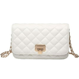 Quilted Small Crossbody Party Bag Women s White Shoulder Clutch Purse with Gold Chain Walmart