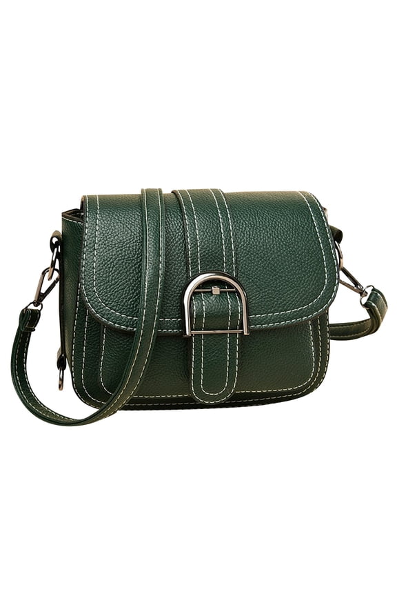 Crossbody Bags For Women Street Style Retro Faux Leather Saddle Bag Small Shoulder Purse With Metal Buckle And Contrast Stitching Fashion Multi-Function Large-Capacity Shoulder Bag