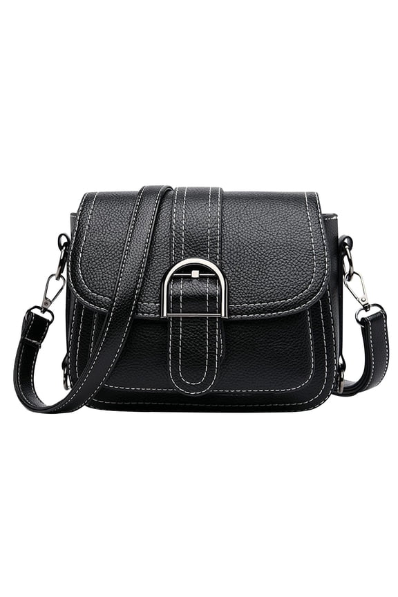 Crossbody Bags For Women Street Style Retro Faux Leather Saddle Bag Small Shoulder Purse With Metal Buckle And Contrast Stitching Fashion Multi-Function Large-Capacity Shoulder Bag