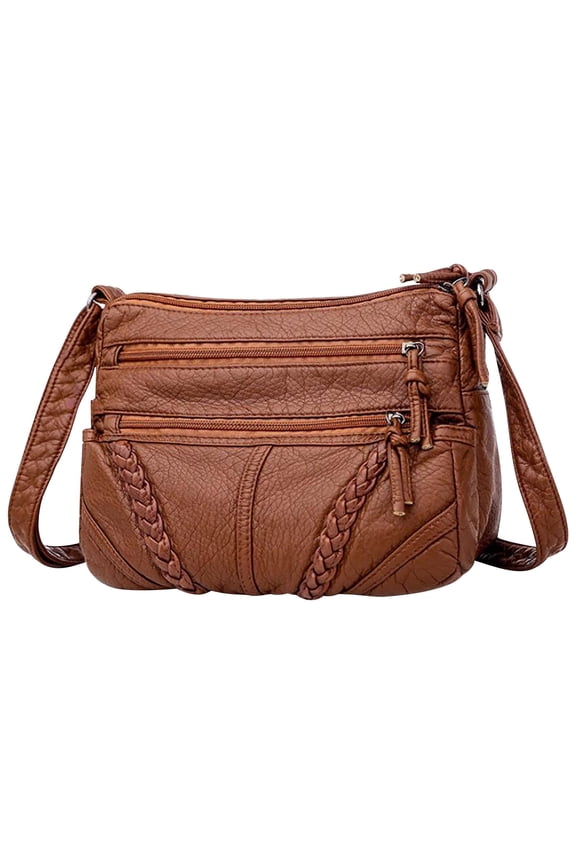 Crossbody Bags for Women Vintage Soft Leather Purses and Handbags Ladies Large Capacity Multi Pocket Shoulder Bag Gifts for Female, Mother, Wife (Brown)