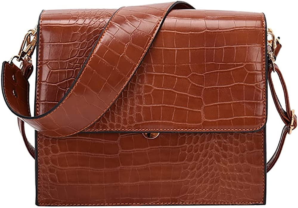 Crossbody Bags and Designer Handbags for Women - Fashion Crocodile Pattern Shoulder Purse with 2 Convertible Strap Satchel