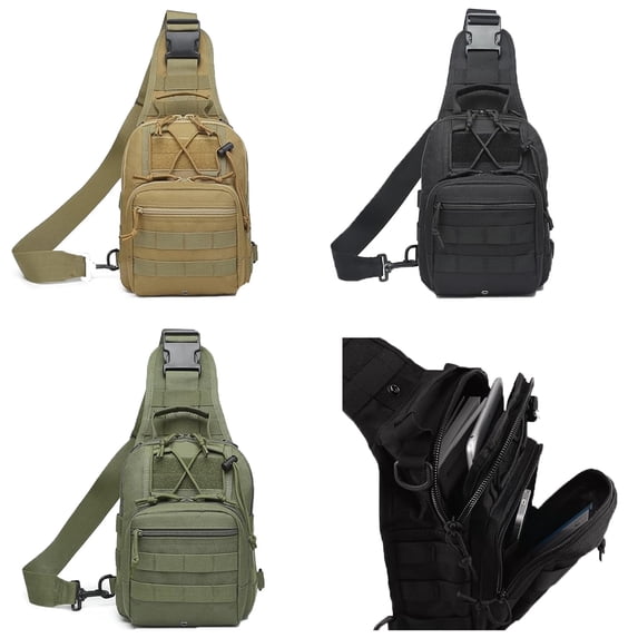 Crossbody Bags for Men, Oxford Waterproof Fabric Small Outdoor Hiking, Chest Pack for Men with Adjustable Shoulder Strap, Khaki