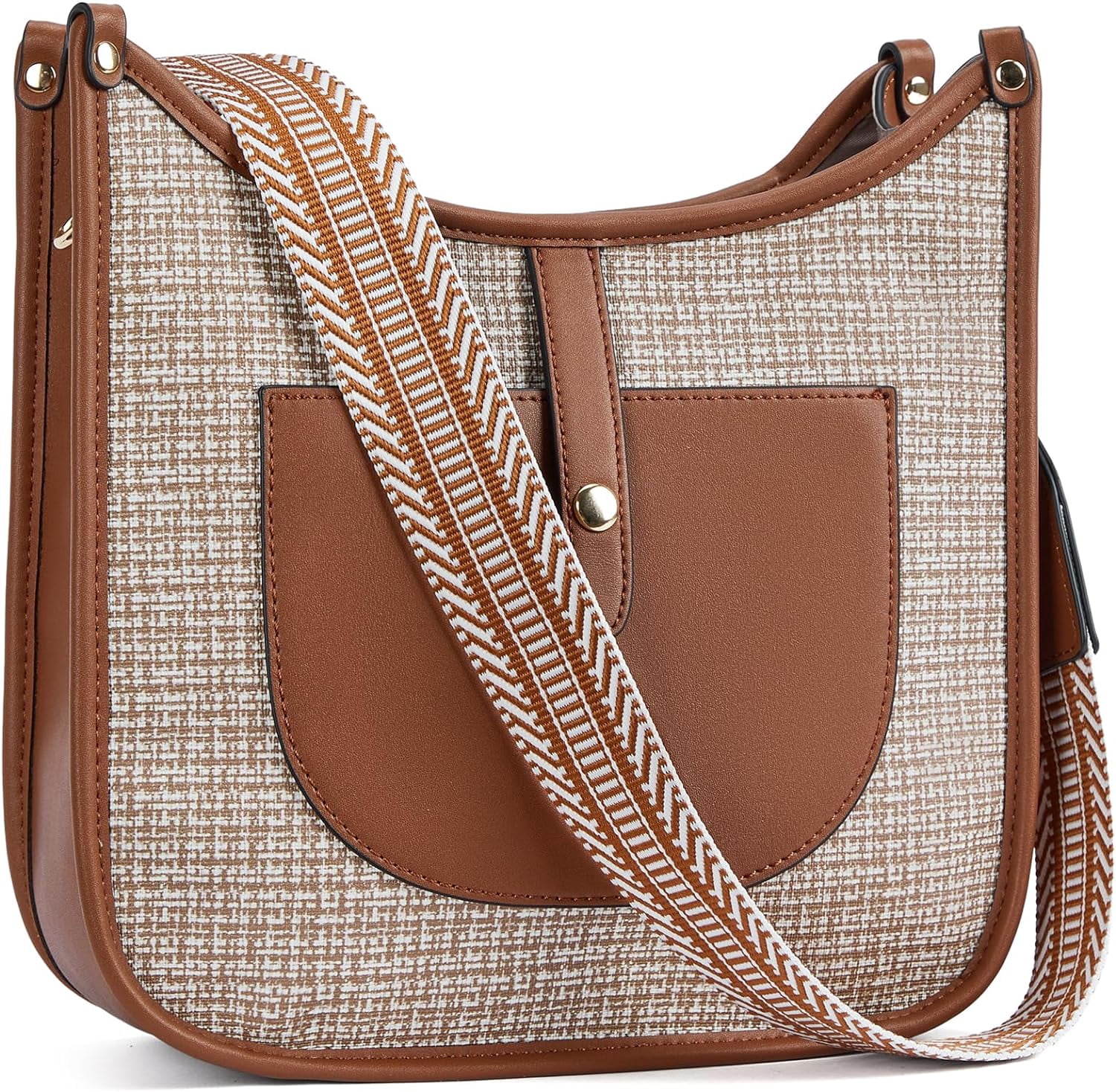 Women's Vegan Leather Crossbody Bag Set Of 2 - Hobo & Shoulder Bag With 2 Guitar Straps, Trendy (A-Green) - View #12