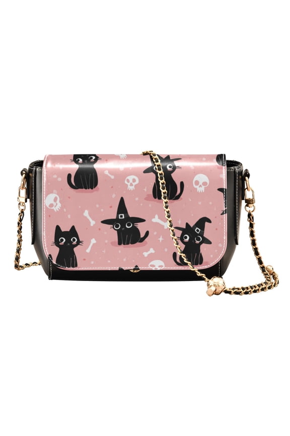 Crossbody Bags for Women Casual Lightweight Travel Handbags Black Cat Wearing A Witch Hat