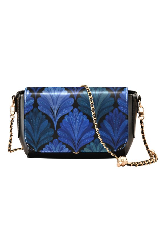 Crossbody Bags for Women Casual Lightweight Travel Handbags Blue Batik Leaves Pattern