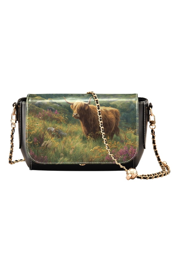 Crossbody Bags for Women Casual Lightweight Travel Handbags Cow in Green Rolling Hills