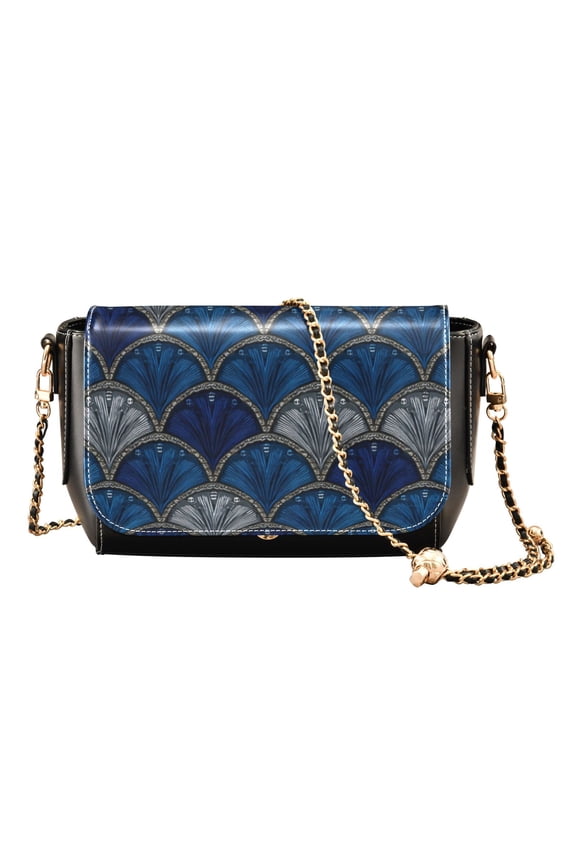 Crossbody Bags for Women Casual Lightweight Travel Handbags Dark Blue Fan-shaped Pattern