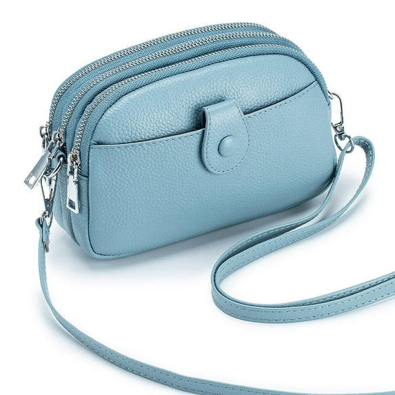Crossbody Bags for Women Genuine Leather Shoulder Purse Cross Body Bag with Wristlet Top Zipper