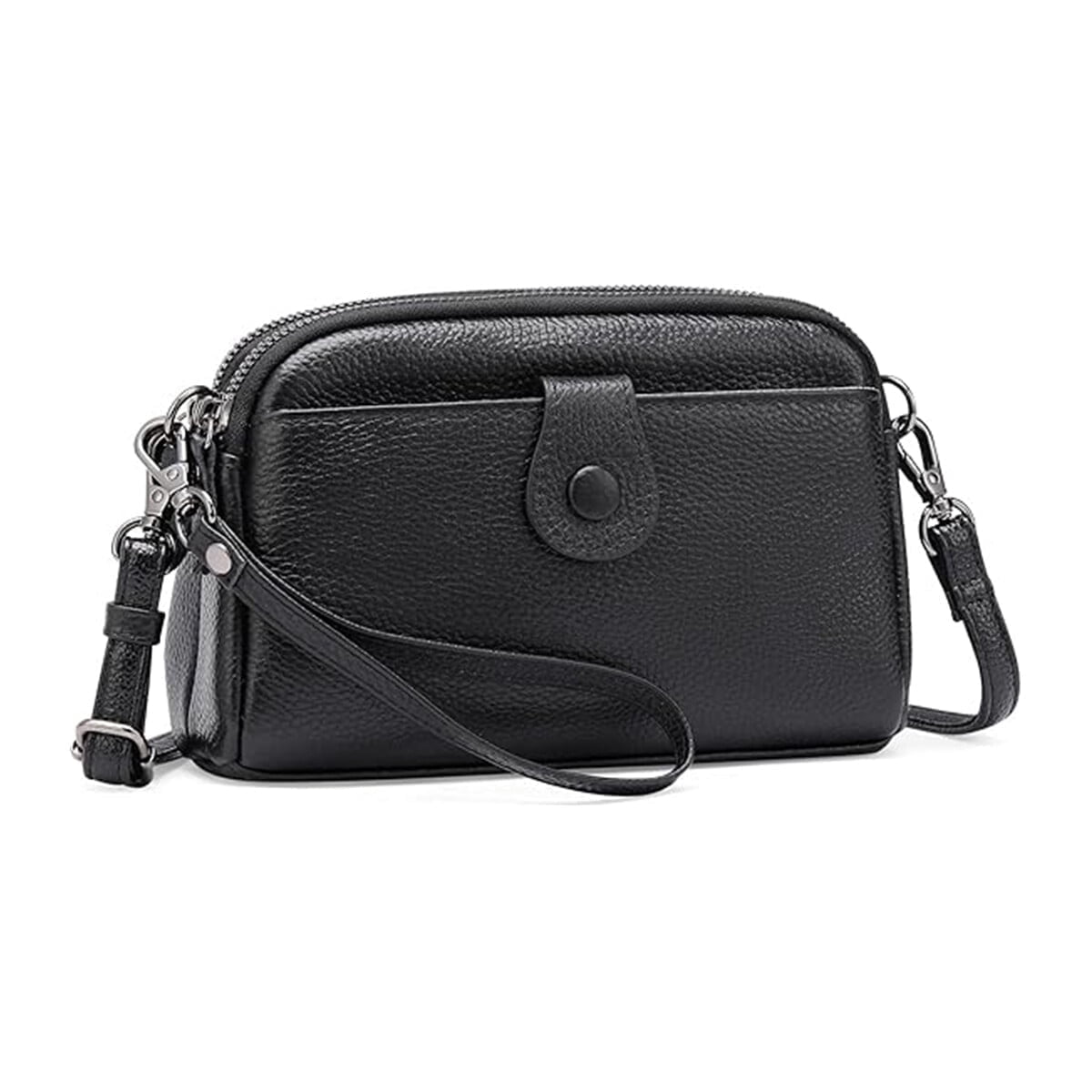 KAWELL Crossbody Bags for Women Genuine Leather Shoulder Purse Cross Body Bag with Wristlet Top Zipper