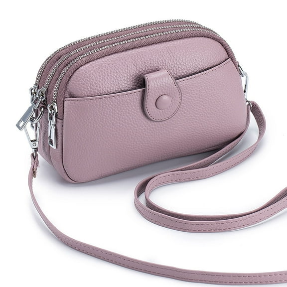 KAWELL Crossbody Bags for Women Genuine Leather Shoulder Purse Cross Body Bag with Wristlet Top Zipper