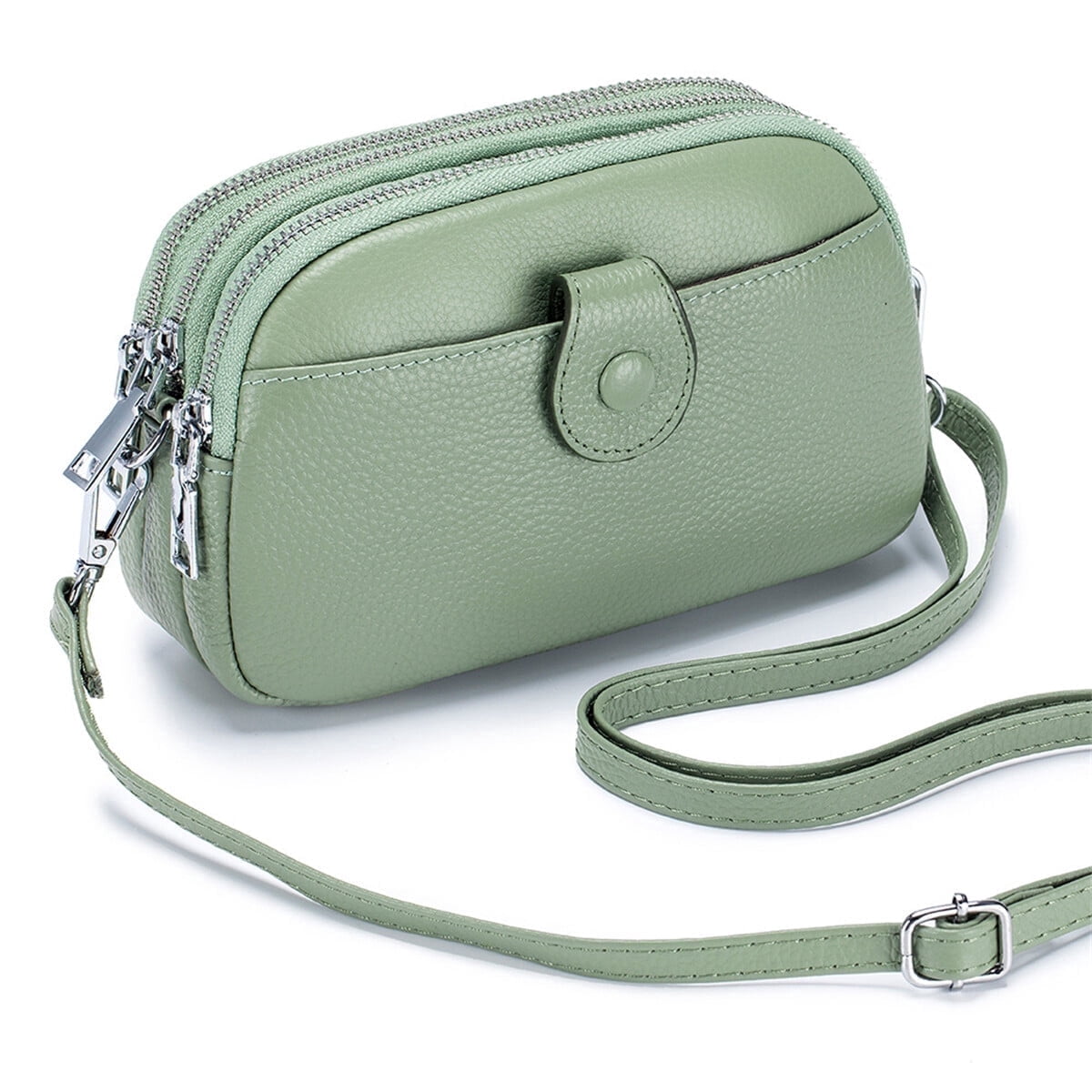 KAWELL Crossbody Bags for Women Genuine Leather Shoulder Purse Cross Body Bag with Wristlet Top Zipper