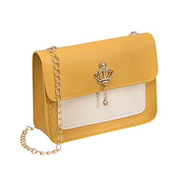 Crossbody Bags for Women Leather Cross Body Purses Cute Designer Handbags Shoulder Bag Medium Size Color-Block Yellow