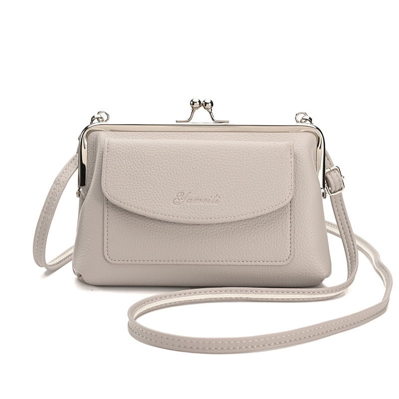 Crossbody Bags for Women Leather Cross Body Purses Cute Designer Handbags Shoulder Bag Medium Size Gray