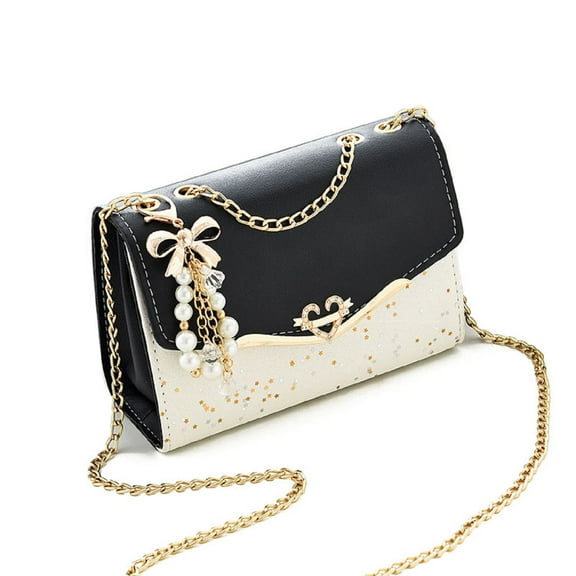 Crossbody Bags for Women Leather Cross Body Purses Cute Fashion Design Handbags Shoulder Bag Small Size, Black