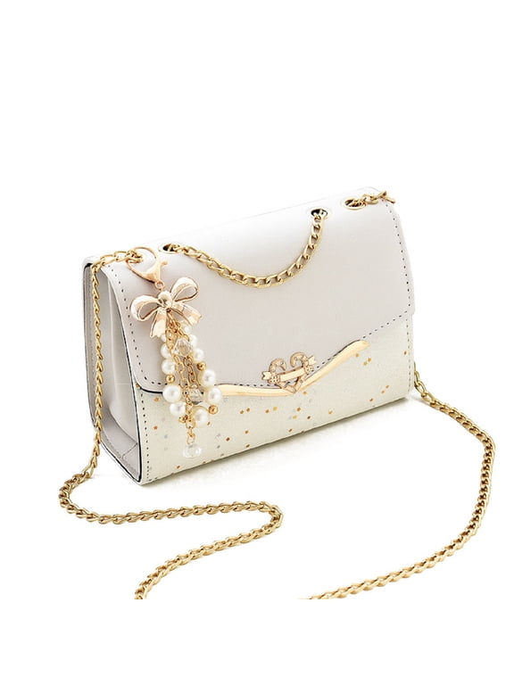 Crossbody Bags for Women Leather Cross Body Purses Cute Fashion Design Handbags Shoulder Bag Small Size, White