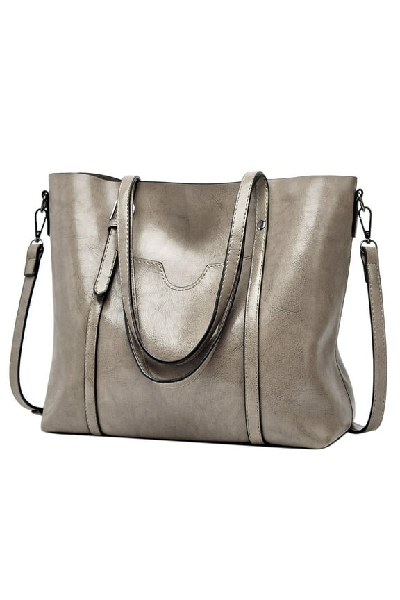 Crossbody Bags for Women Leather Purse and Handbags Retro Large Size g Shoulder Tote Bags Top Handle with Adjustable Strap Gray