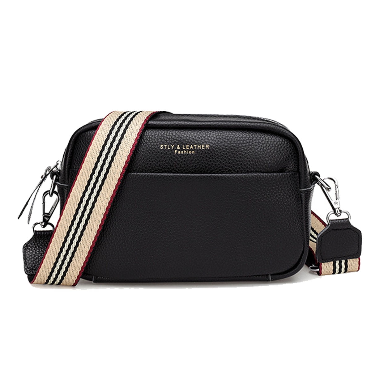Crossbody Bags for Women Leather Wide Strap Camera Bag Purse Zip