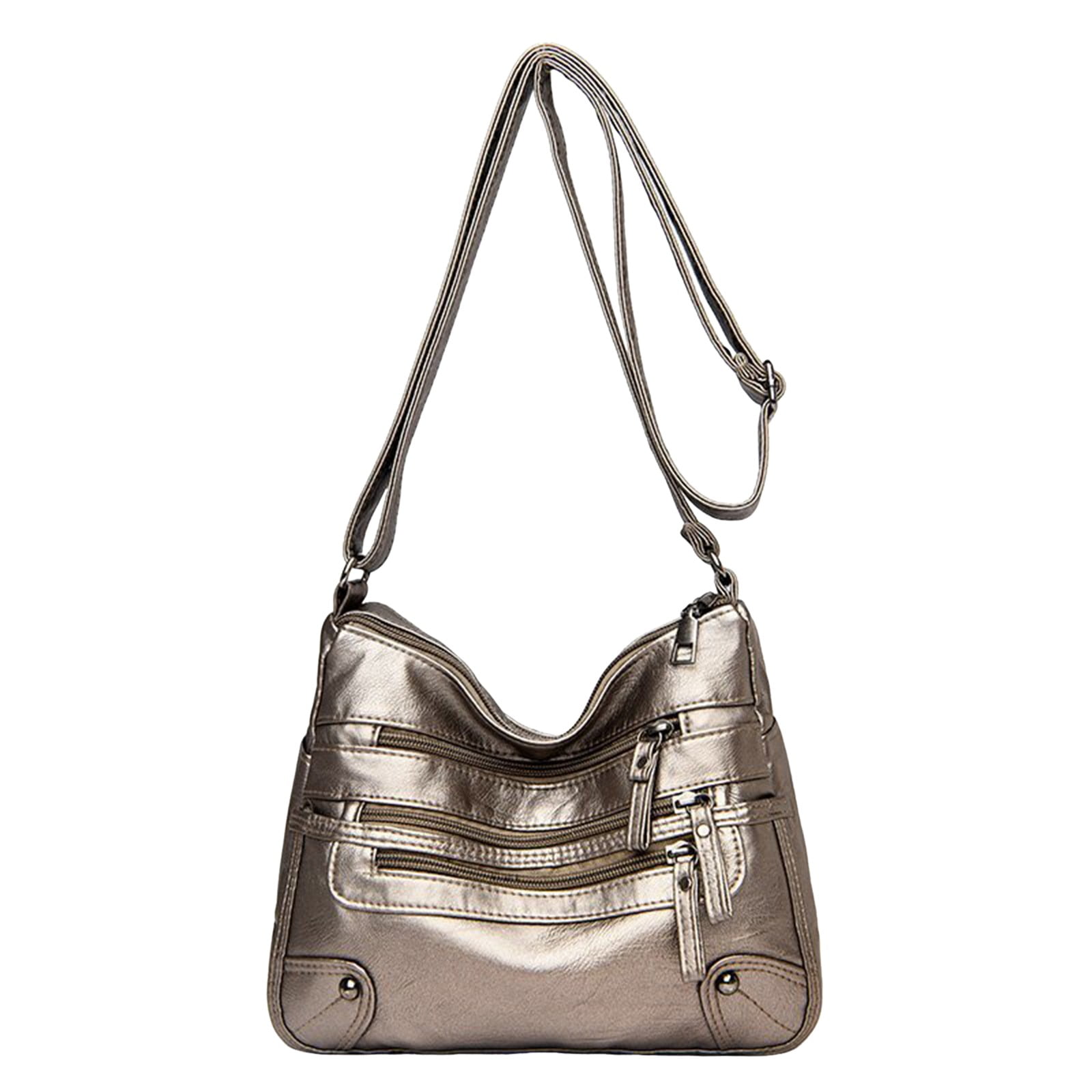Crossbody Bags for Women Medium Pocketbooks Lightweight Ladies Satchel Bag Lightweight Multi Pocket Shoulder Handbag Gold