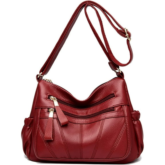 Crossbody Bags for Women Multi Pocket Shoulder Bag Soft PU Leather Purses and Handbags Pocketbooks
