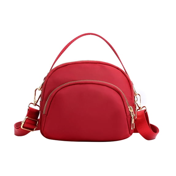 Crossbody Bags for Women Nylon Shoulder Purse with 3 Zippered Layers, Adjustable Strap and Hidden Wrist Strap, 6.7 x 5.5 x 3.1 in