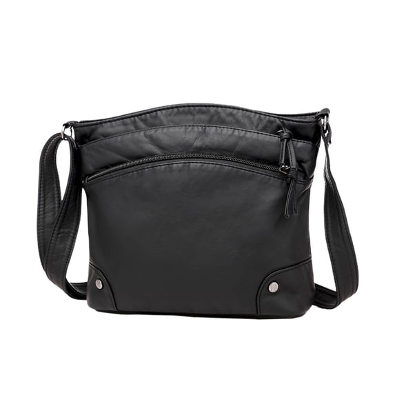 Crossbody Bags for Women Retro PU Leather Purses with Multi-Pockets Vintage Ladies Small Shoulder Satchel Bag, Black
