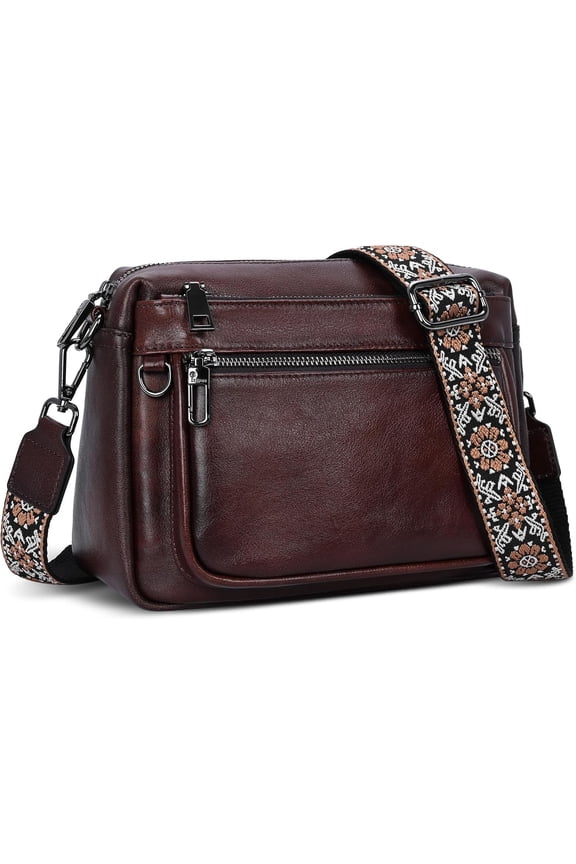Crossbody Bags for Women Rfid Travel Medium Leather Purse Handbag with Adjustable Strap Multiple Pockets