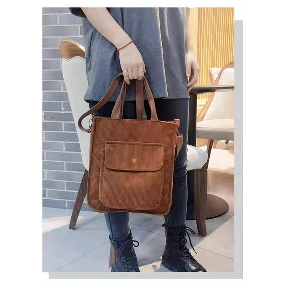 Crossbody Bags for Women, Shoulder Bag for Women, Corduroy Tote Handbag for Women Large Capacity Shoulder Bag, Purse Travel Work Messenger Bag, Brown