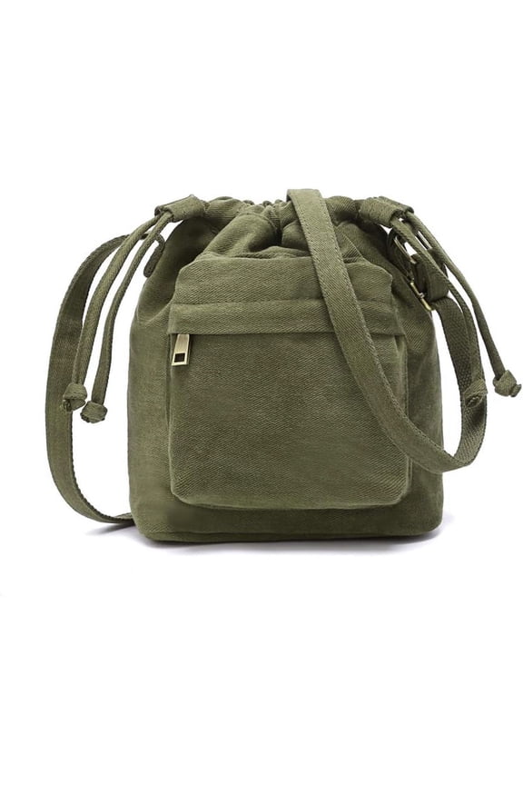 Crossbody Bags for Women Small Canvas Drawstring Bucket Purse Cute Little Boho Bag
