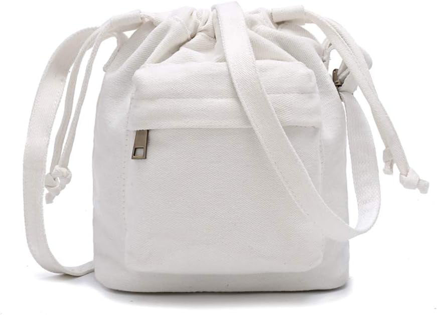 Crossbody Bags for Women Small Canvas Drawstring Bucket  display picture 2
