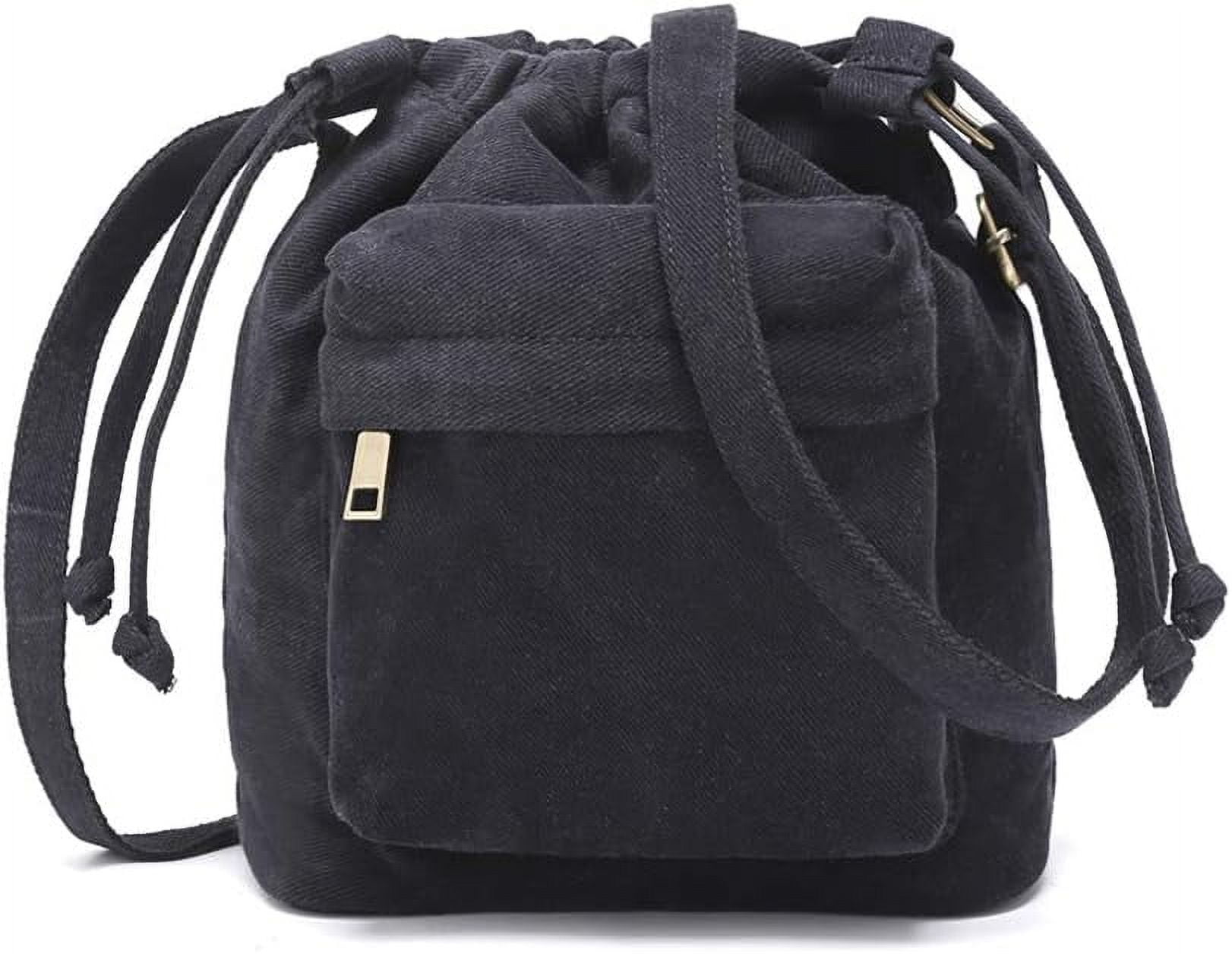 Crossbody Bags for Women Small Canvas Drawstring Bucket Purse Cute Little Boho Bag