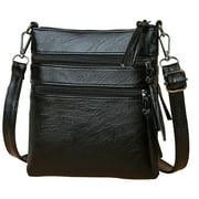 MESIAC Crossbody Bags for Women,Small Genuine Leather Crossbody Purses for Women Cross Body Bag Shoulder Handbags with Multiple Zipper Pockets - black