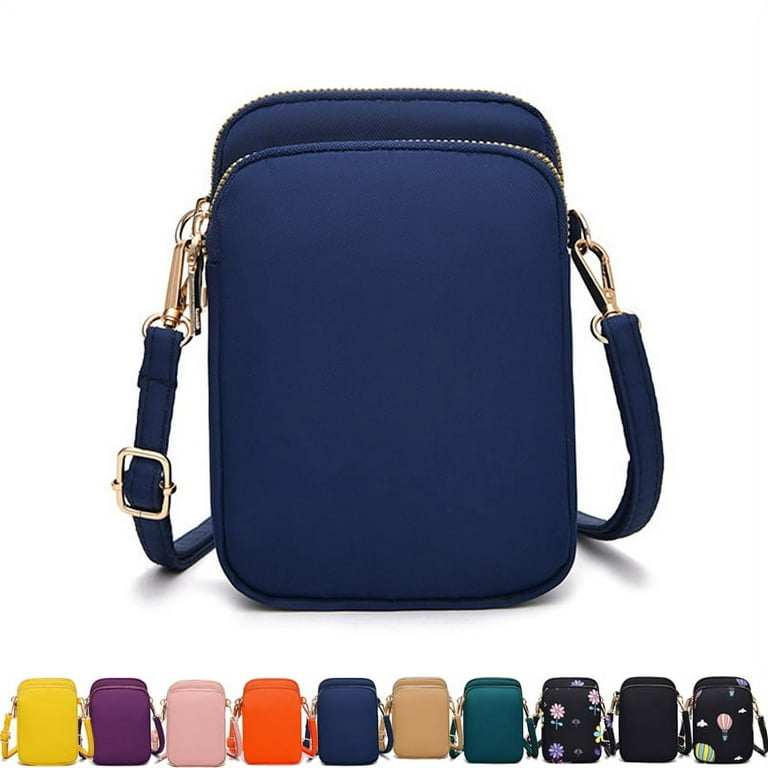Crossbody Bags for Women Small Leather Cross body Cell Phone Wallet Purse with Adjustable Strap Navy blue