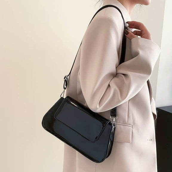 Crossbody Bags for Women, Small Purses for Women, Women's Shoulder Purse Laser Bag Y2K Clutch Bag, Solid Color Shoulder Bag, Evening Bags, Black