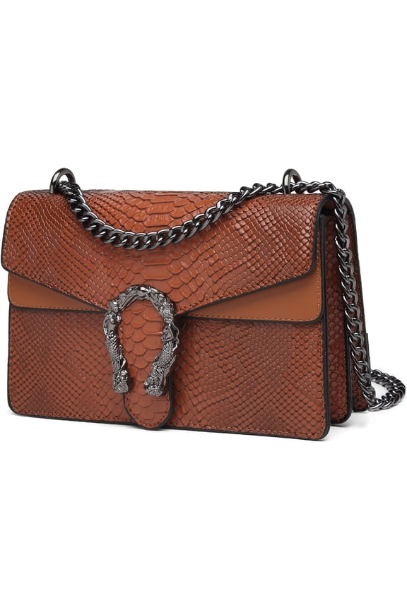 Crossbody Bags for Women - Snake Printed Clutch Purses Leather Chain Shoulder Bags Evening Handbags