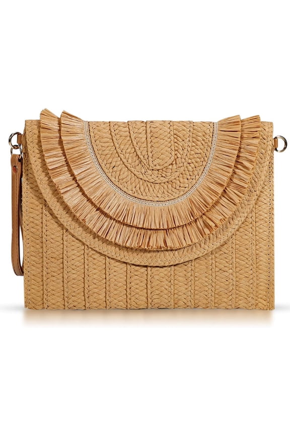 Crossbody Bags for Women, Straw Clutch Purses, Bohemian Handmade Woven Envelope Package, Tassel Handbags for Women