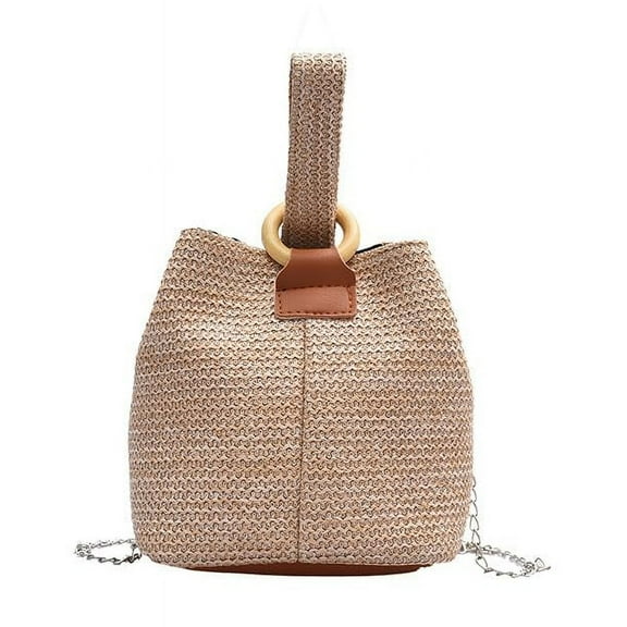Crossbody Bags for Women, Straw Purse, Women's Summer Vacation Clutch Straw Handbag Bucket Bag Shoulder Bag Summer Beach Purse, Khaki