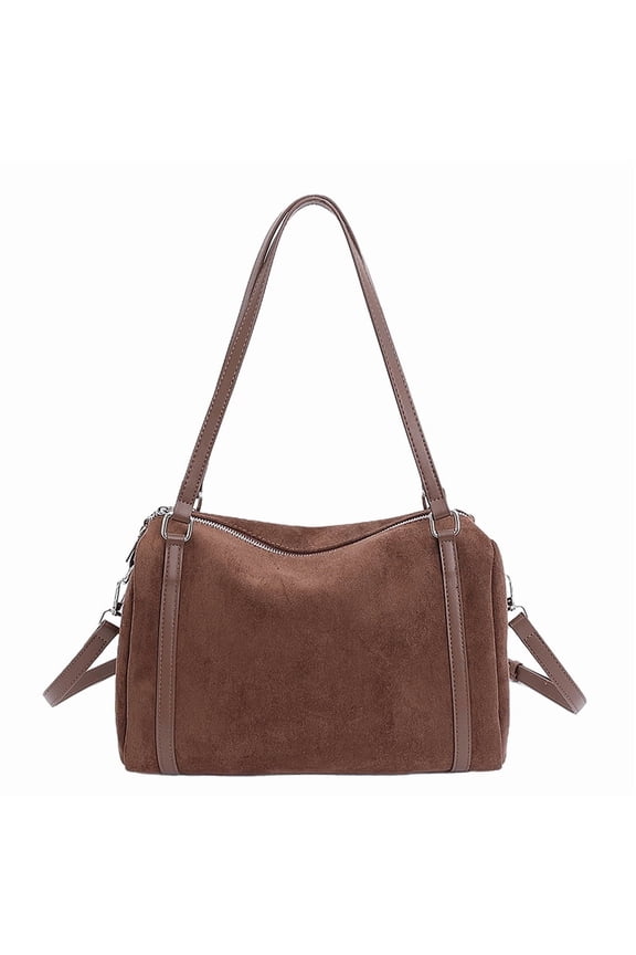 Crossbody Bags for Women, Suede Leather Handbag Vintage Shoulder Bag Elegant Commute Tote Bag (Coffee)