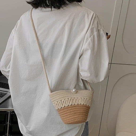 Crossbody Bags for Women, Summer Straw Travel Wallet, Beige-Khaki